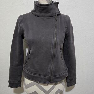 GAP Gray Moto Style Jacket Cotton Blend Asymmetric Zipper Closure Size Small